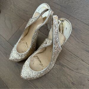 Ivanka Trump Gold Glitter Slingback Heels
